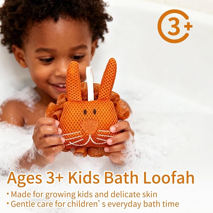 Kids Bath Sponge, Soft Mesh Shower Pouf - Image 3