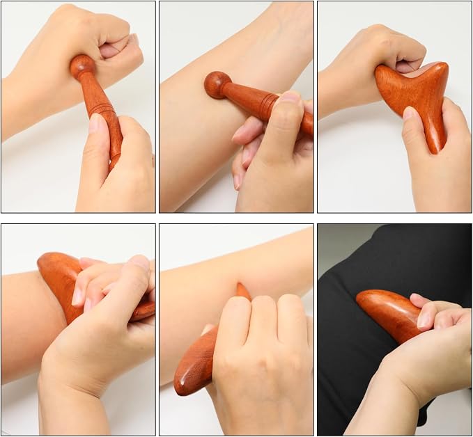Honbay 2PCS Reflexology Tools Wood Body Massage Tools Triangle Massager Wooden - Image 4