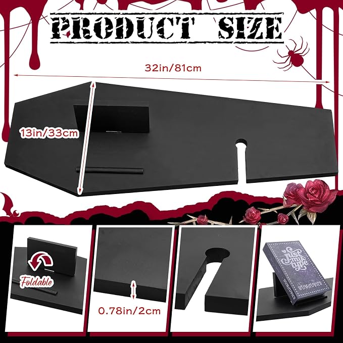Barydat Halloween Decorations Coffin Bath Tray Gothic Coffin Serving Tray - Image 2