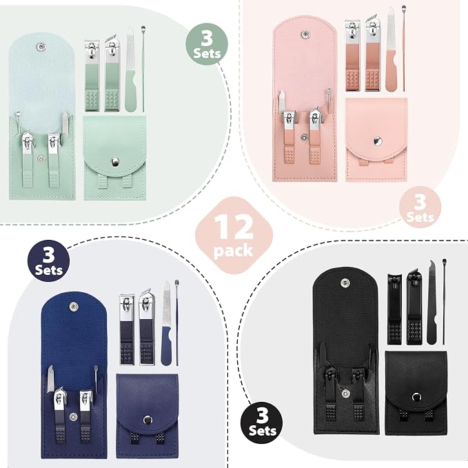 Geosar 12 Sets Manicure Set Bulk Nail Clippers Pedicure Kit Stainless Steel - Image 5