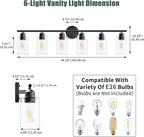 Espird 6 Lights Bathroom Vanity Light Fixtures Matte Black, Rustic Farmhouse - Image 2