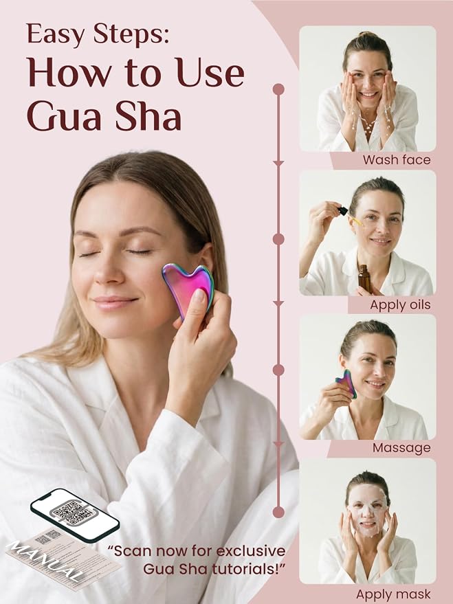 Rena Chris Gua Sha Facial Tools, Stainless Steel Guasha Tool - Image 5