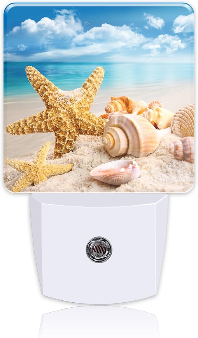 Night Light Plug into Wall Starfish Seashells On Beach Night Light by Uiaoiais