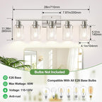 Indoi 5-Light Bathroom Light Fixtures, Brushed Nickel Bathroom Vanity Light - Image 8