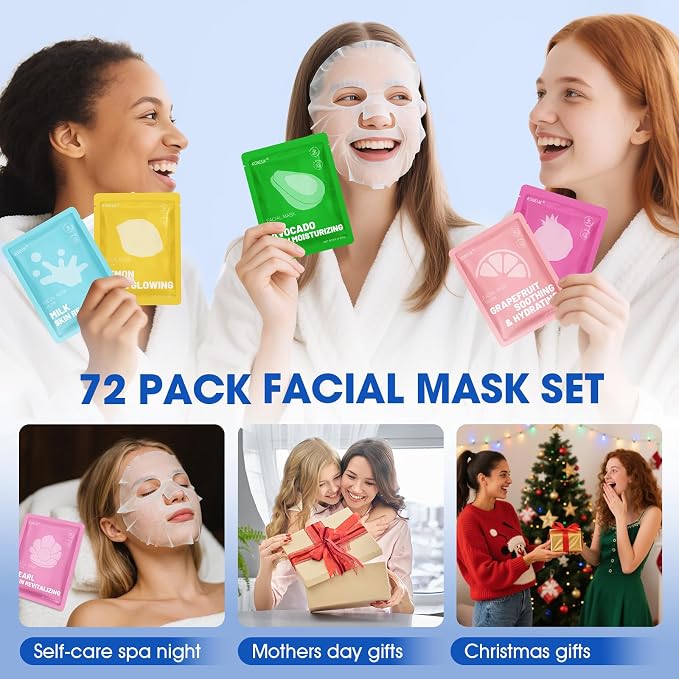 KONEUK 72 Pack Collagen Face Masks Skincare Set - Image 6