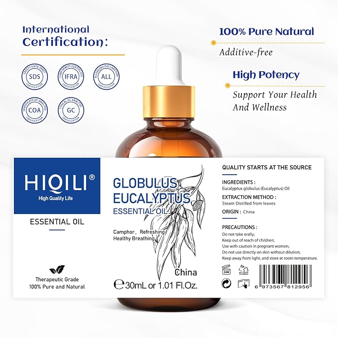 HIQILI Eucalyptus Essential Oil 1 Fl Oz, 100% Pure Natural Therapeutic Grade - Image 7