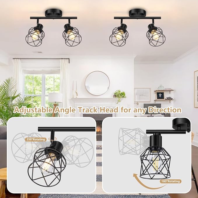 Baocuz 2-Lights Kitchen Light Fixtures Ceiling Mount, Adjustable Semi Flush - Image 3