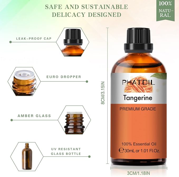 Tangerine 1.01fl.oz Essential Oil, PHATOIL Pure Aromatherapy Oils - Image 6