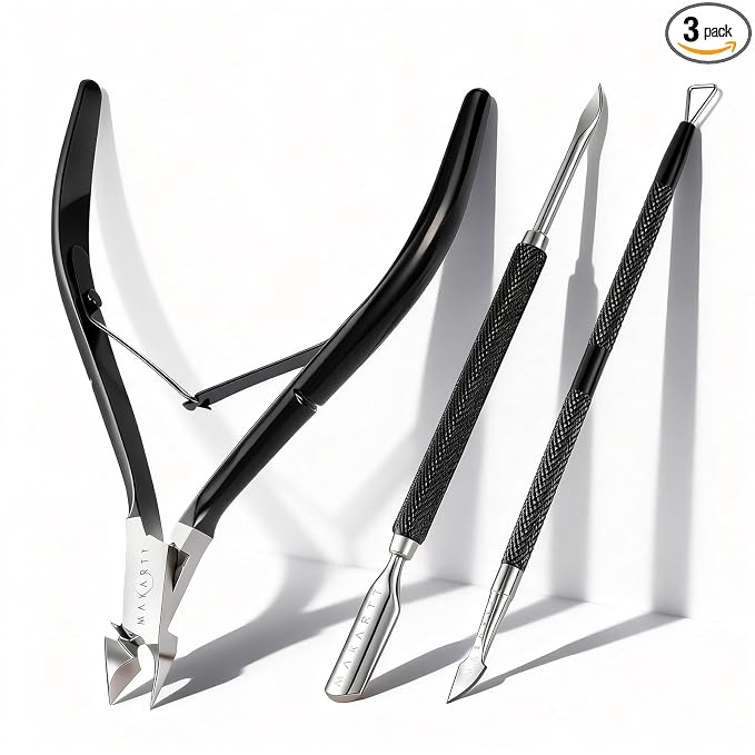 Makartt Cuticle Trimmer Set: Professional Cuticle Nipper and 2 Cuticle Pushers by Makartt