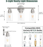 Espird Bathroom Vanity Light Fixtures Brushed Nickel, 3 Lights Bathroom Over - Image 3