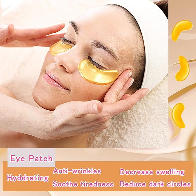 40 Pairs Eye Mask & Lip Mask, 24K Gold Gel Crystal Collagen Under Eye Patches - Image 4