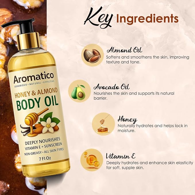 Aromatico Honey & Almond Body Oil - Image 3
