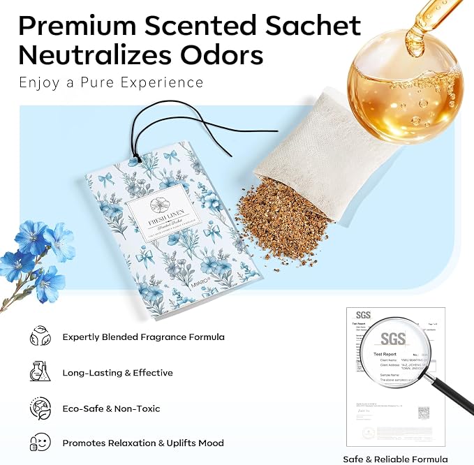 MYARO 20 Packs Fresh Linen Sachets - Image 4