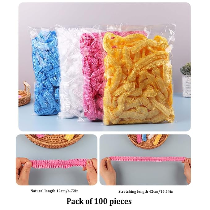 100 Pcs Rose Red Disposable Shower Caps, Shower Caps - Image 2