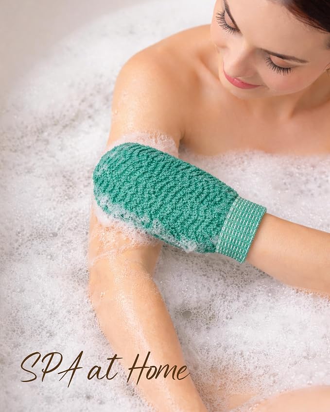 Exfoliating Gloves 2 Pack, Wave Texture Exfoliating Mitt - Image 2