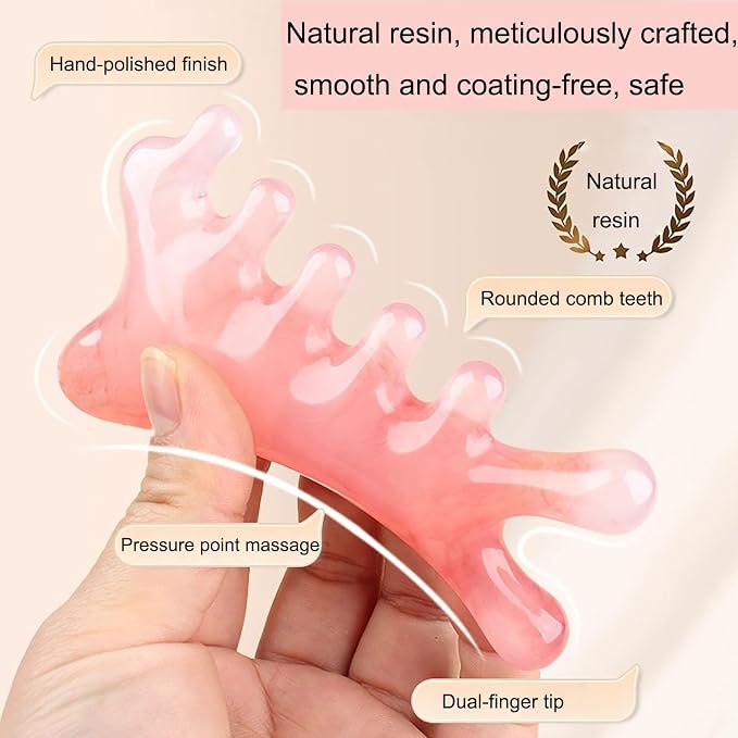 Gua Sha Facial Tools, 4 in 1 Resin Head Massager Scalp Comb - Image 4