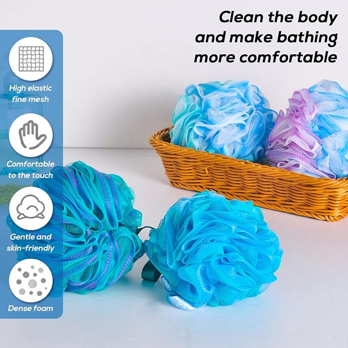 10 Pcs Shower Loofahs, Bath Shower Loofah Sponge, Exfoliating Shower Pouf Balls - Image 5