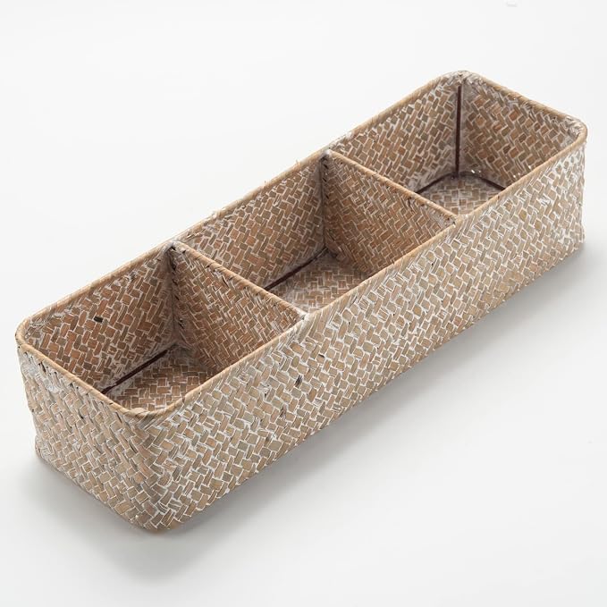 Seagrass Storage Basket 3 Sections Woven Shelf Baskets - Image 3