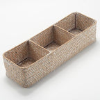 Seagrass Storage Basket 3 Sections Woven Shelf Baskets - Image 3