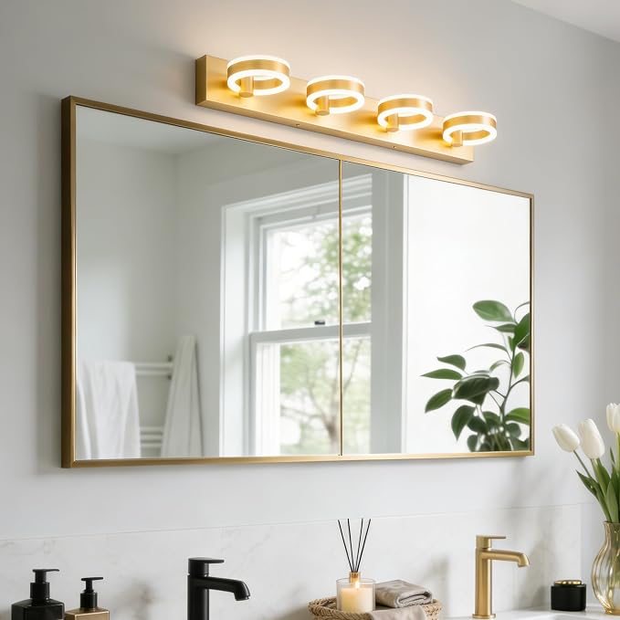 LED Bathroom Light Fixtures, 33inch Gold Vanity Lights, Modern 4 Light Acrylic - Image 7