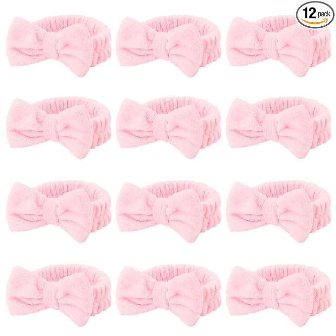 Casoty 12 Pcs Pink Spa Headband, Makeup Headband by Casoty