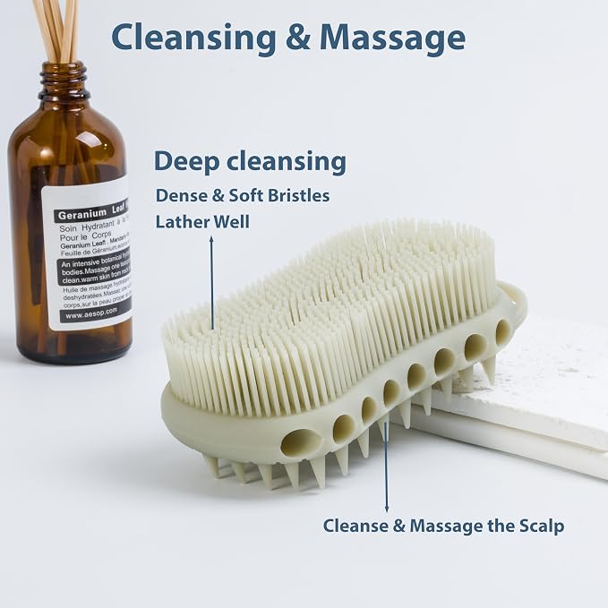 MtBoi Double-Sided Exfoliating Silicone Body Scrubber, 2-in-1 Bath Scrubber - Image 3