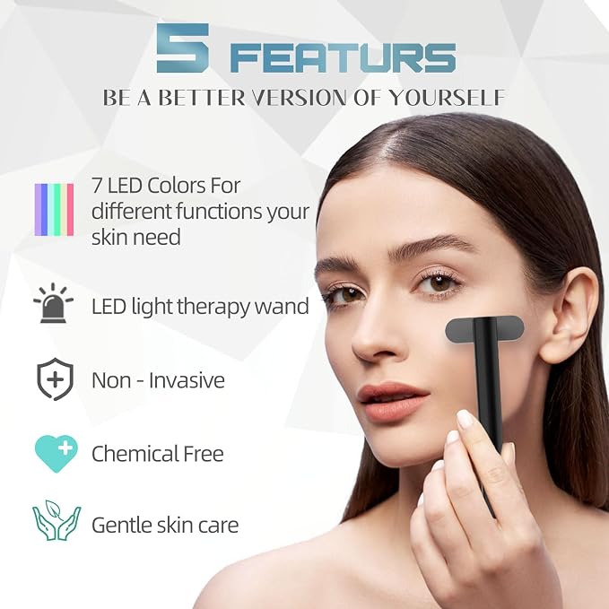 Fxtiaa Led-Light-Therapy, 7 Color Face Skincare Wand - Image 2
