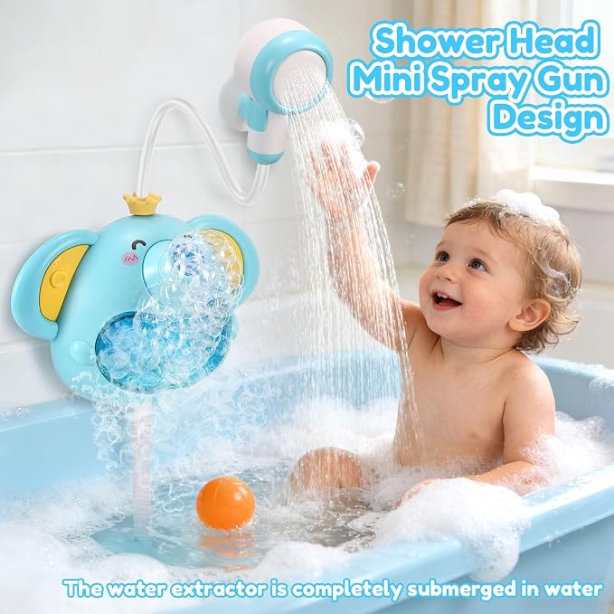 Bath Toys Light Up Elephant Baby Bubble Bath Toys 2 in 1Bath Bubble Machine - Image 2