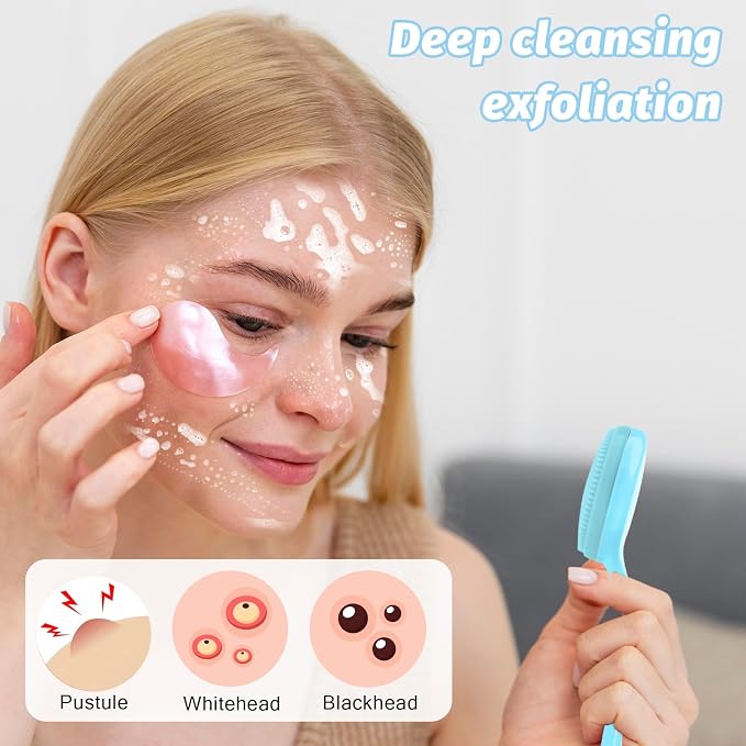 2Pack Silicone Face Brush Manual Face Scrub Brush Soft Facial Brushes - Image 5