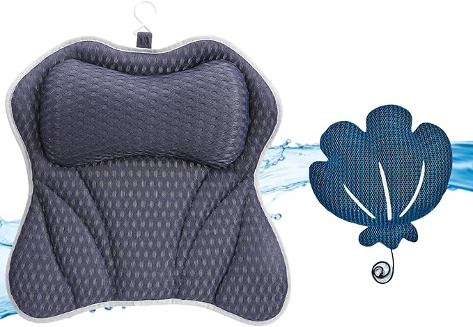 Luxury Bath Pillow and Hot Tub Scum Absorber Set, Bath Pillows by KeenMarkHome