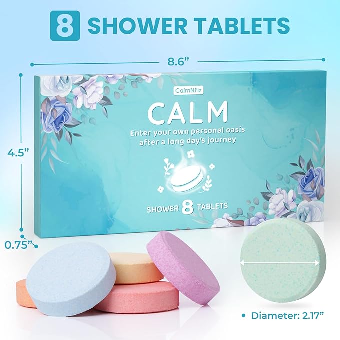 CalmNFiz Shower Steamers 8 Pack Set Shower Bombs Tablets in Box - Image 2