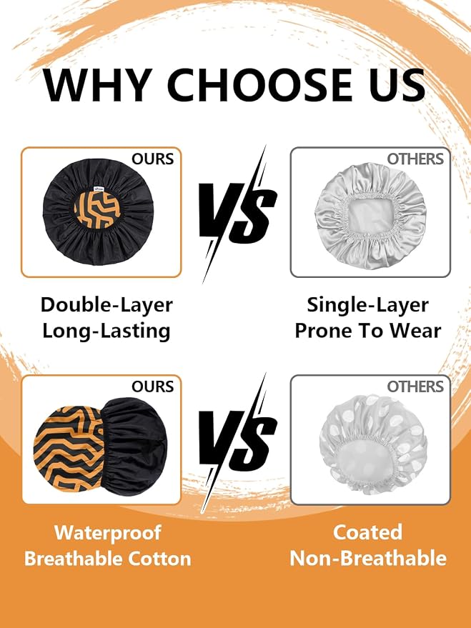 Years calm Men Shower Cap Reusable Waterproof, Dual-Layer Design, Double-Sided - Image 6