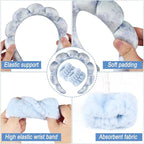 Zkptops Spa Headband for Washing Face Wristband Set Flower Sponge Makeup - Image 5