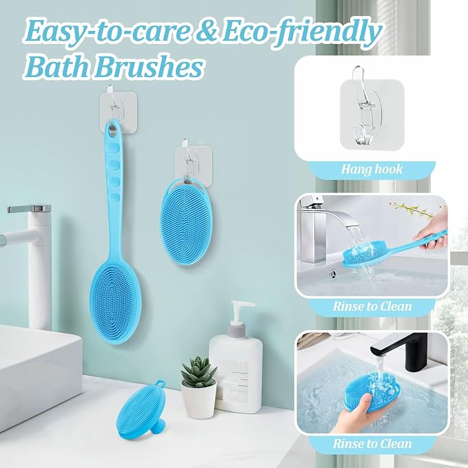 Silicone Back & Body & Face Scrubber Set 3PCS, Gentle Exfoliating Back & Body - Image 9