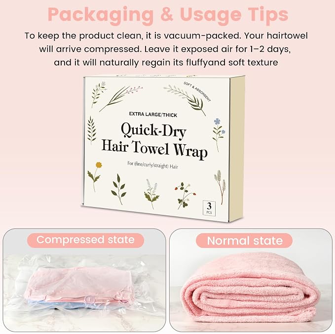 3 Pack Microfiber Hair Towel Wrap - Image 7