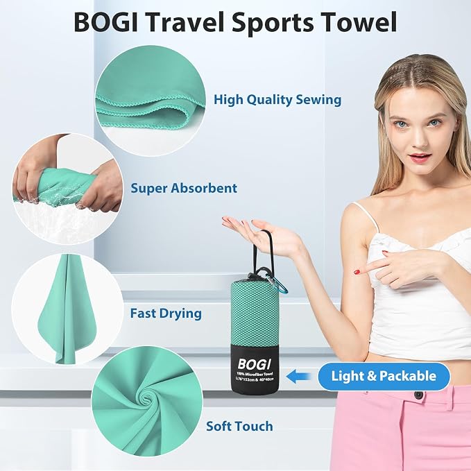 BOGI Microfiber Travel Sports Towel-Quick Dry Soft Lightweight Absorbent - Image 4