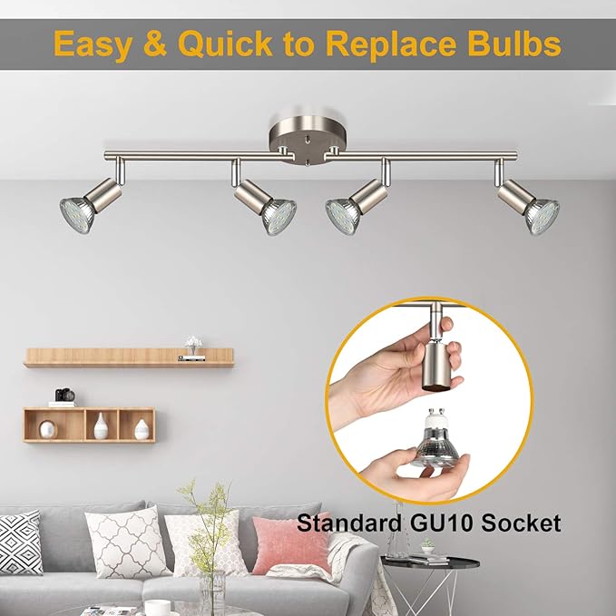 Ascher 4-Light LED Track Lighting Kit, Flexibly Rotatable Light Heads, 4 Way - Image 4
