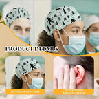 Adjustable Scrub Cap with Buttons & Sweatband, Working Hat with Elastic Tie Back - Image 6