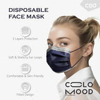 CSD Colo 50 Pcs Navy Blue Disposable Face Masks, 3 Ply Adult Mask - Image 3