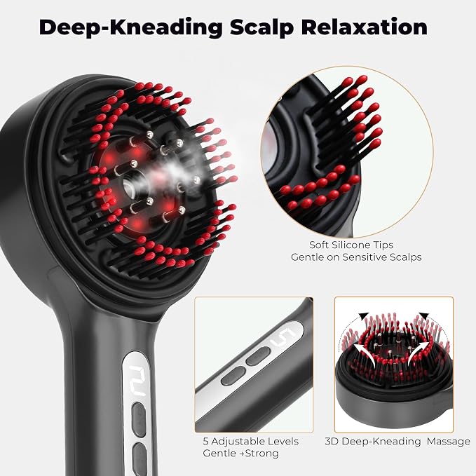 Electric Scalp Massager, 5 in 1 Refillable Oil Reservoir and Mist 3 Step At - Image 4