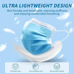 NNPCBT Blue Disposable Face Masks 100 Pack, 3-Ply Breathable Mask - Image 5