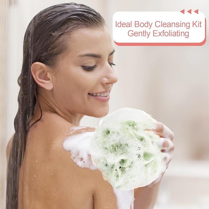 Loofah Sponge Pack of 4, Deep Cleansing Body Scrubber - Image 5