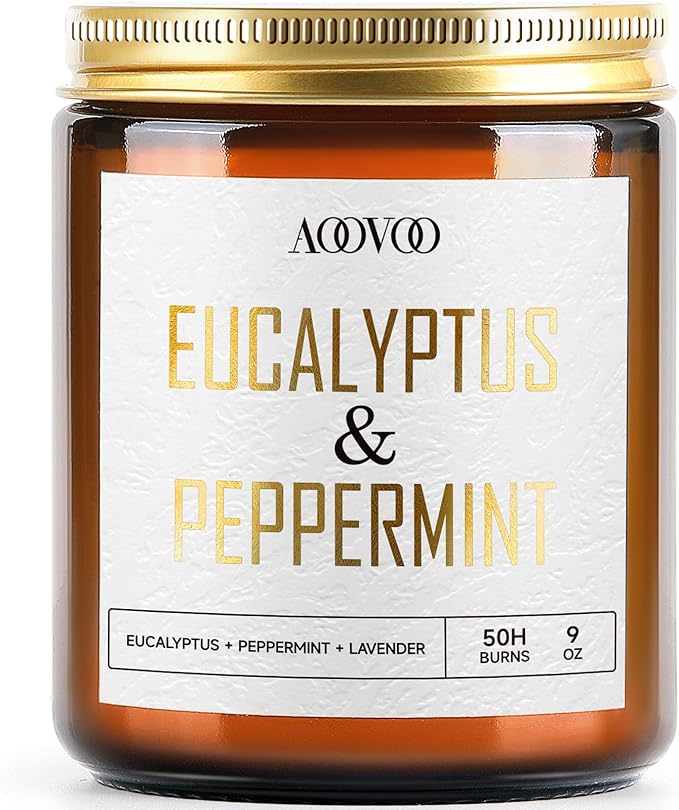 AOOVOO Eucalyptus Mint Candles - 9 oz Scented Candles by AOOVOO