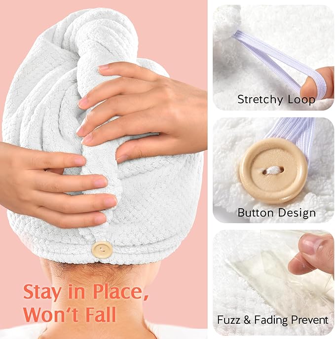 YFONG 2 Pack Microfiber Hair Towel Wrap - Image 5