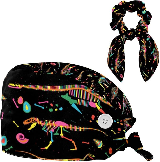 Scrub Cap with Hair Scrunchy, Ponytail Holder Surgical Cap by FVQL