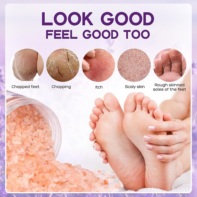 Himalayan Pink Foot Soak Salt Tea Tree Oil Foot Soak Kit, Lavender - Image 3