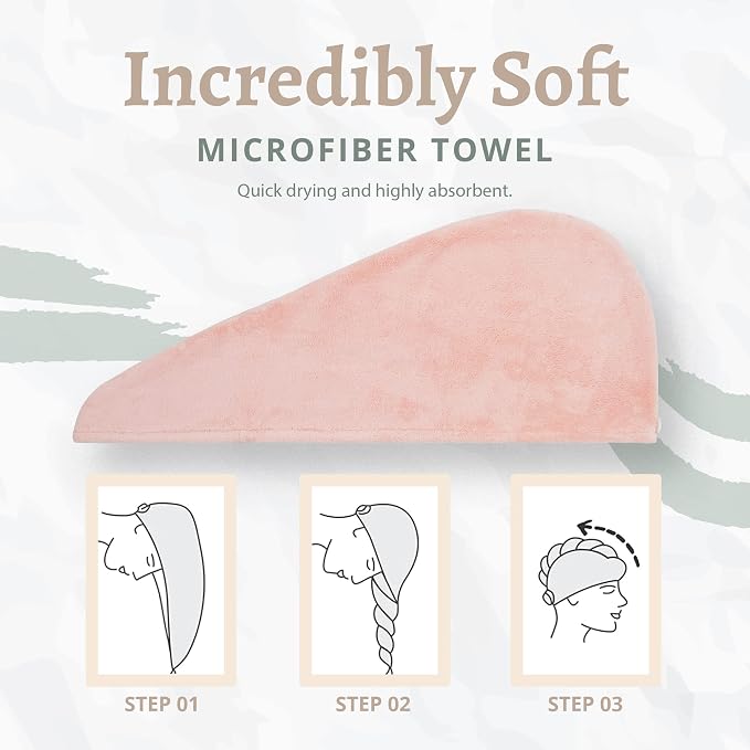 Microfiber Hair Towel Wrap, Hair Turban Towel Super Absorbent Twist Turban Dry - Image 4