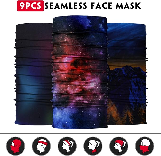 Venswell Neck Gaiter Face Mask Men Women, Seamless Bandana Rave Face Cover - Image 5