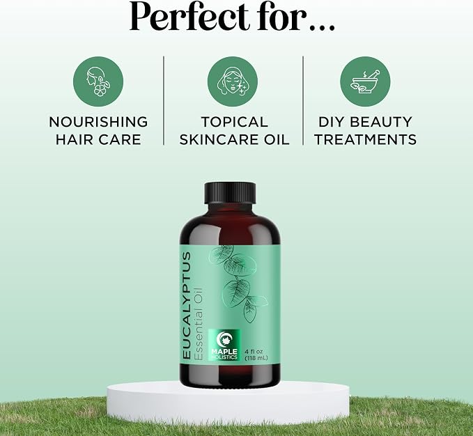 Pure Eucalyptus Essential Oil 4oz Invigorating Home Spa Aromatherapy and - Image 2