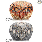 2 PCS Shower Cap Waterproof Double Layer Elastic Adjustable Reusable Hair Bath by BHAHB